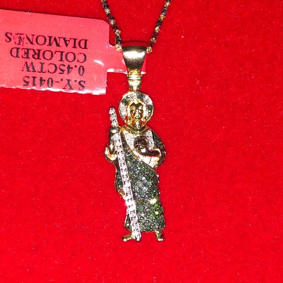 Real diamond custom made saint Jude pendant, best Christmas gift, free appraisal - Picture 9 of 10